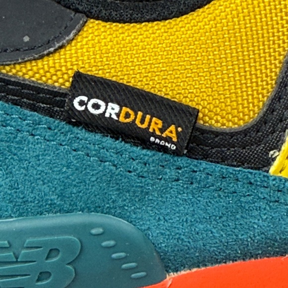 New Balance 574 Mens Sz 6D Harvest Gold Blaze Yellow Teal Cordura Low Sneakers - Picture 12 of 13